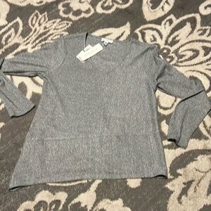 Rio & rian gray top. V neck.  New. Size large. Super soft and stretchy.